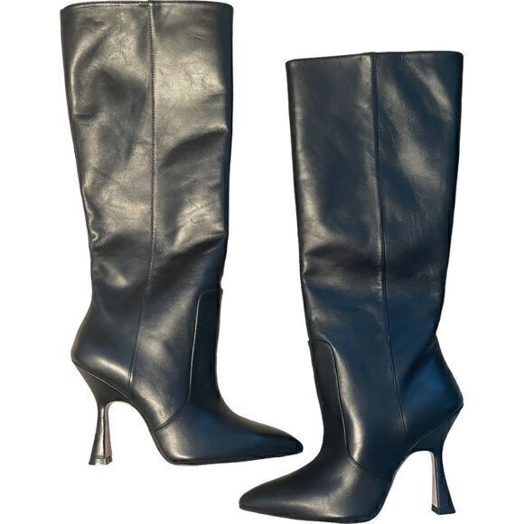 Stuart Weitzman Parton NWOB Tall Leather Calfskin Boot Size 5 Black - Picture 5 of 13